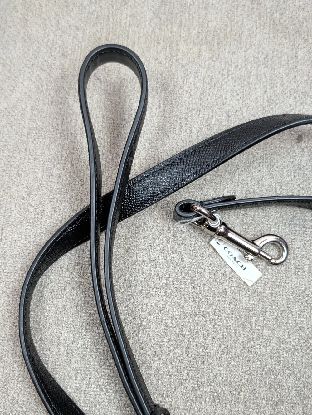 Coach Black Leather Dog Leash New Nwt